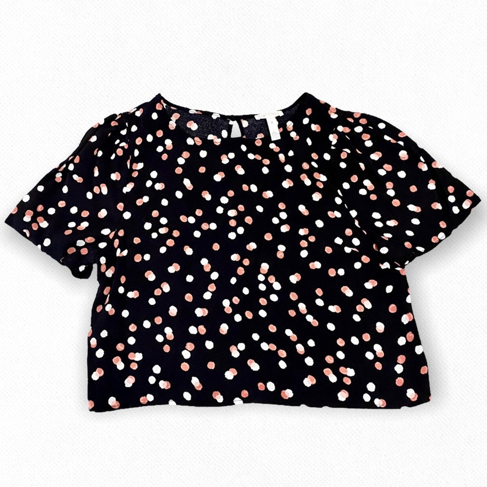 🌷Leith ditsy black & pink polka dot crop top